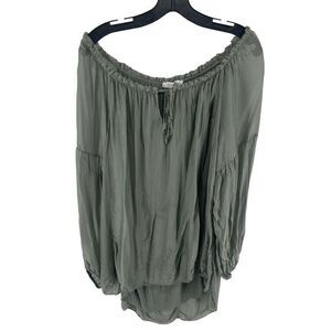 Cobble Stone Women's Off Shoulder Blouse Top Long Sleeve Green Italy UE XL
